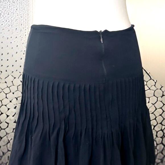 VTG Silk Pleated Mini Skirt 6 Navy Blue Ruffles Luxury Designer RARE Made In USA - Picture 4 of 14